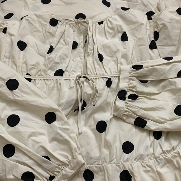 (L)- Who What Wear Women's Polka Dot Balloon Long Sleeve Tie-Back Dress‎ - Picture 4 of 9